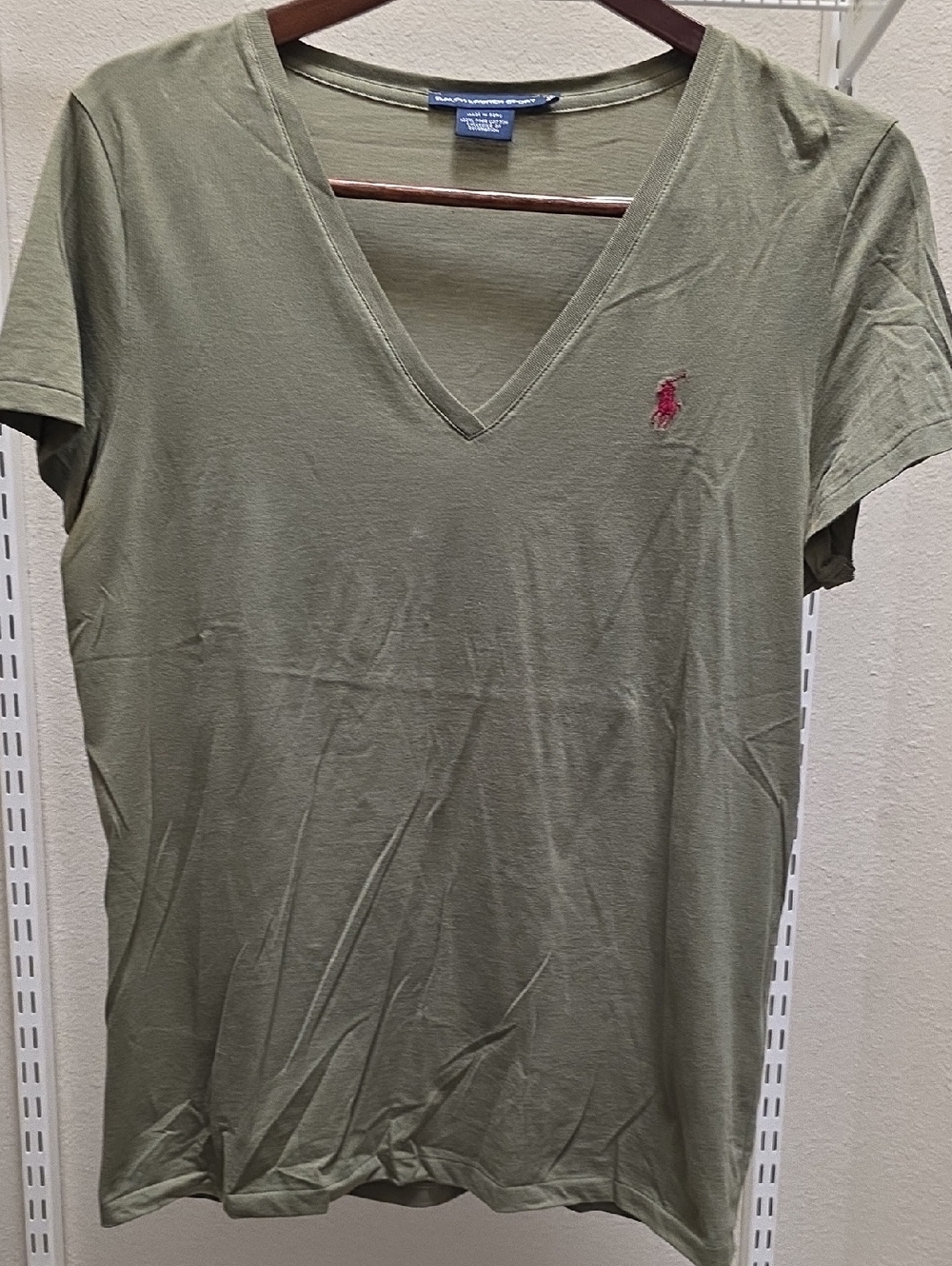 Ralph Lauren Sport Olive Green Crewneck Tee with Raspberry Pony